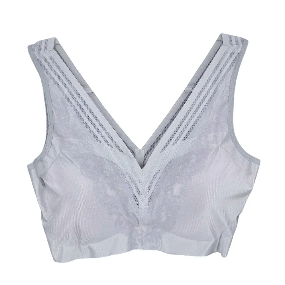 Intima Secret Gray Seamless Wireless Comfort Bra Lace Detail Women's Large